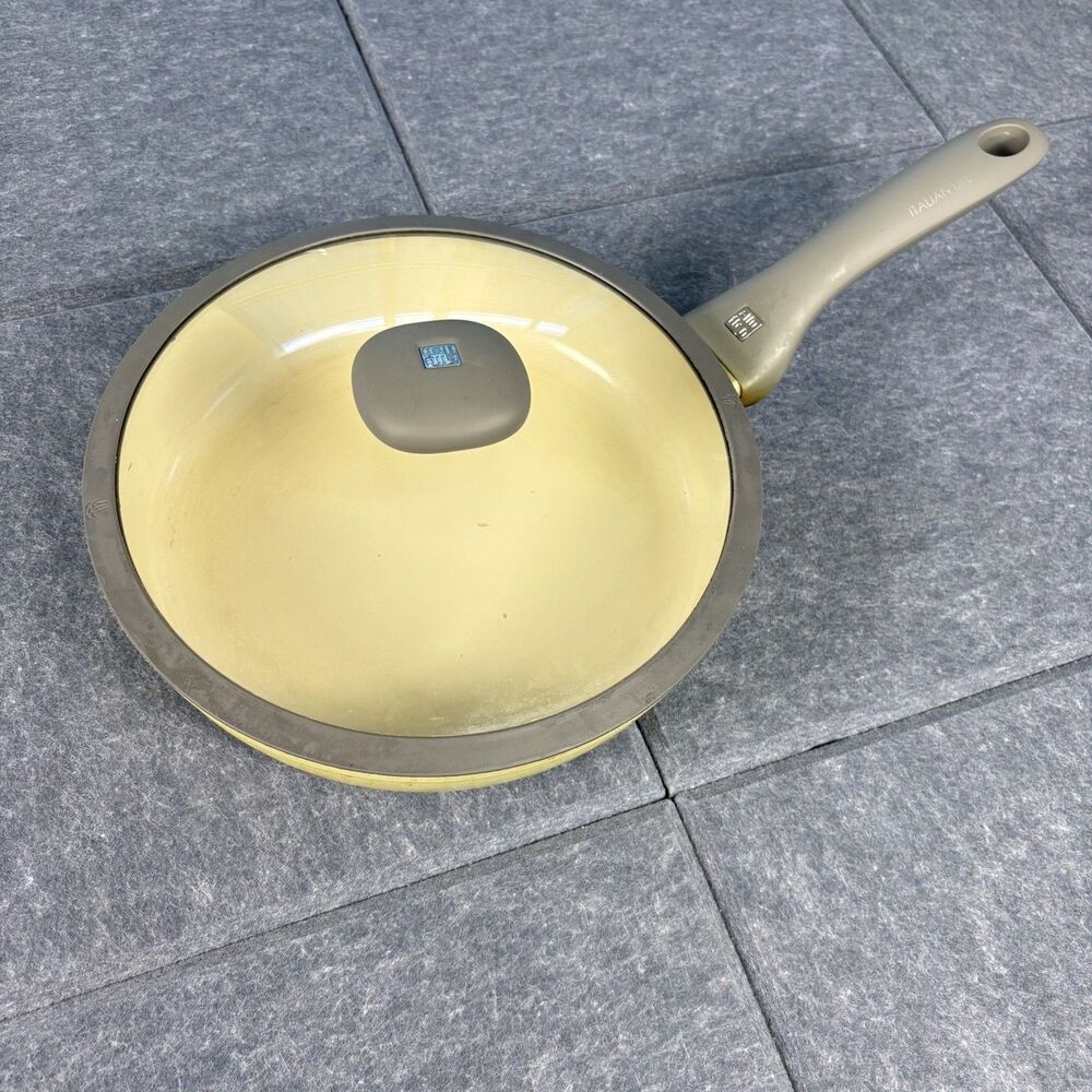 Italian Life Alluflon Ceramic Nonstick Frying Pan Glass Lid 10" 25cm Induction